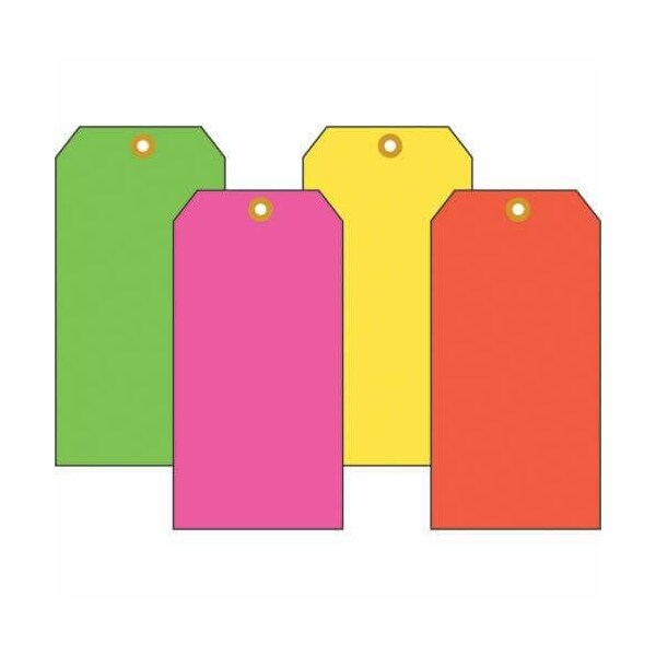 Accuform Blank Tag, 238 in Width, 434 in Height, 10 PT Cardstock, Fluorescent Yellow, 316 in Hole TBB604FYP - main